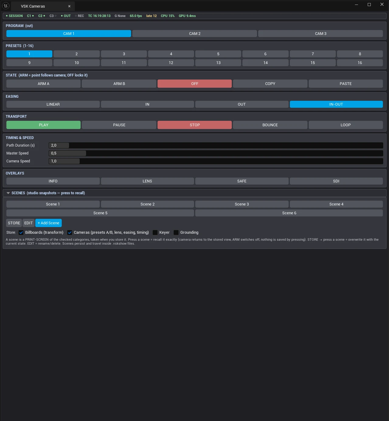 VSK Cameras console